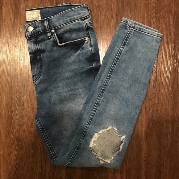 Free People high waisted distressed blue jeans - Picture 6 of 7